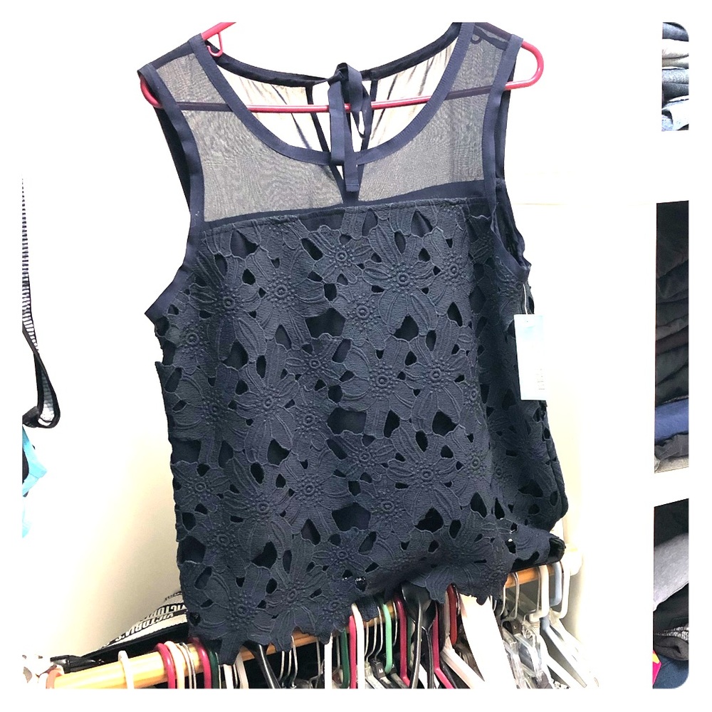 Brixon Ivy Maloof crochet top, navy, size medium